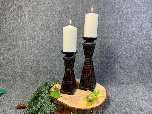 Gothic Pillar Candle Holders Set