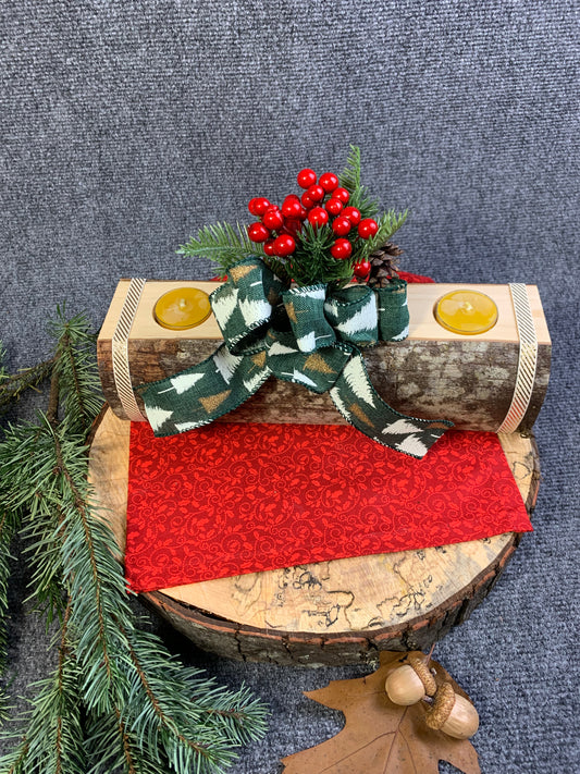 Yule Log Candle Holder