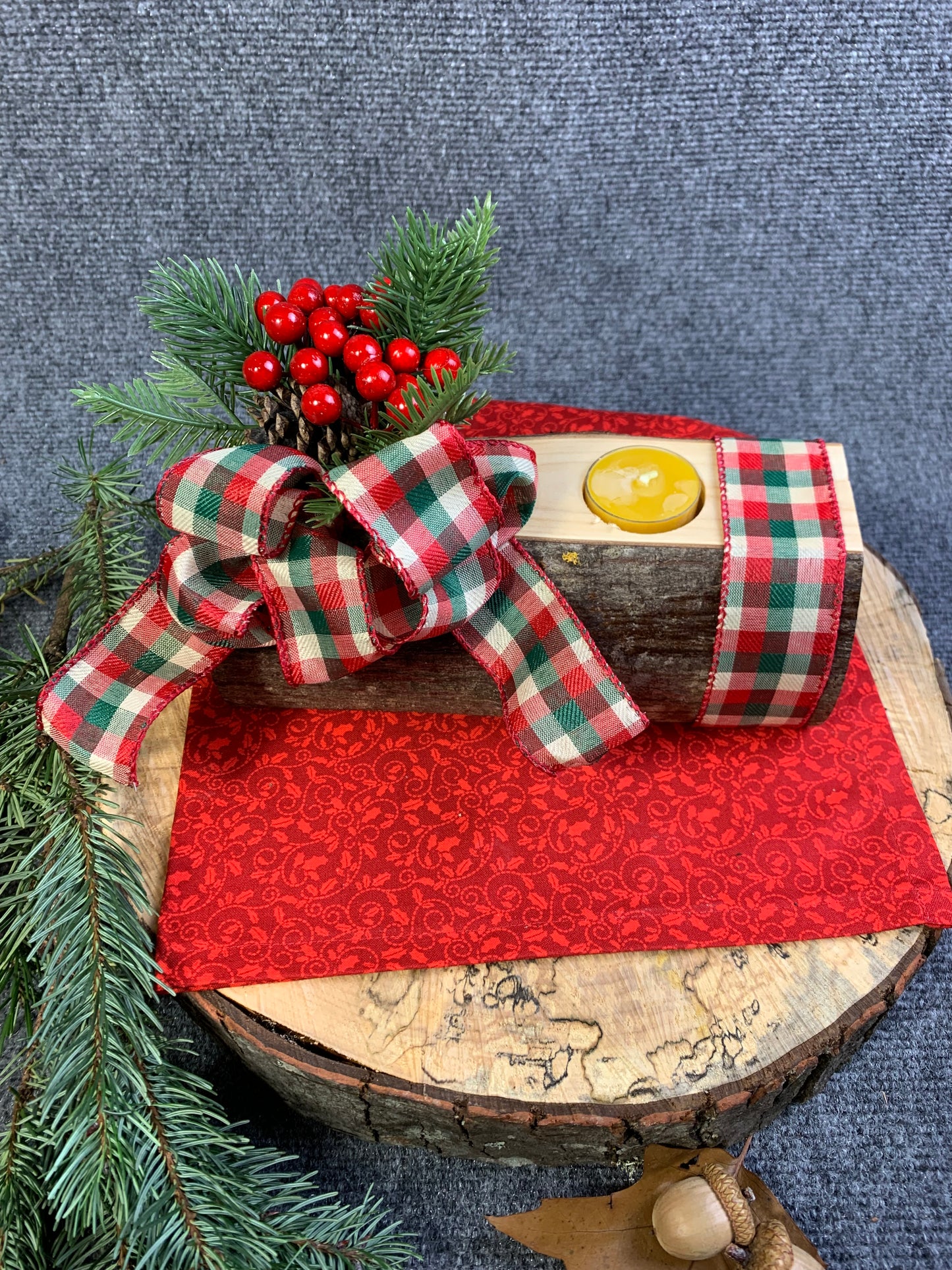 Yule Log Candle Holder