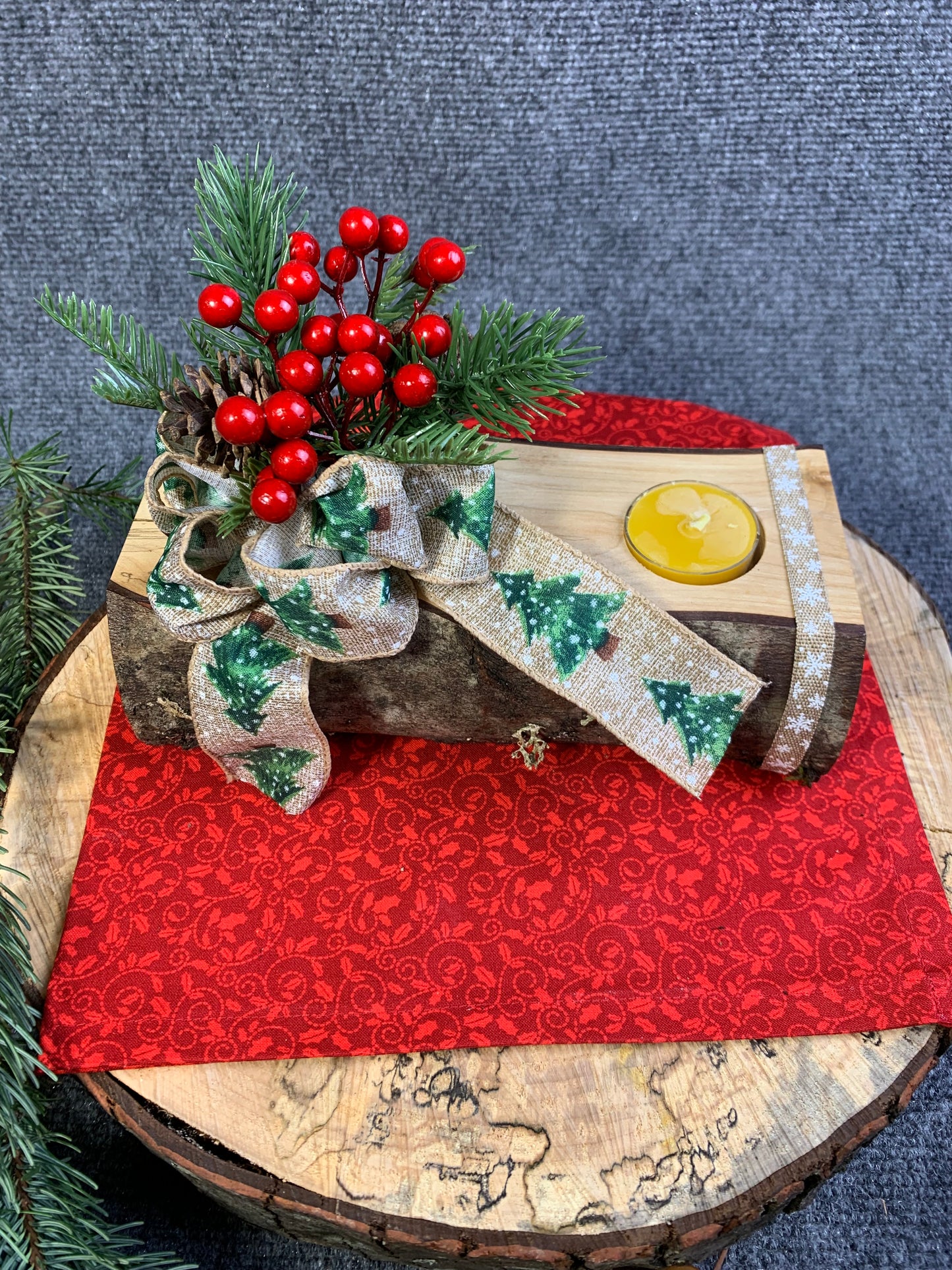 Yule Log Candle Holder