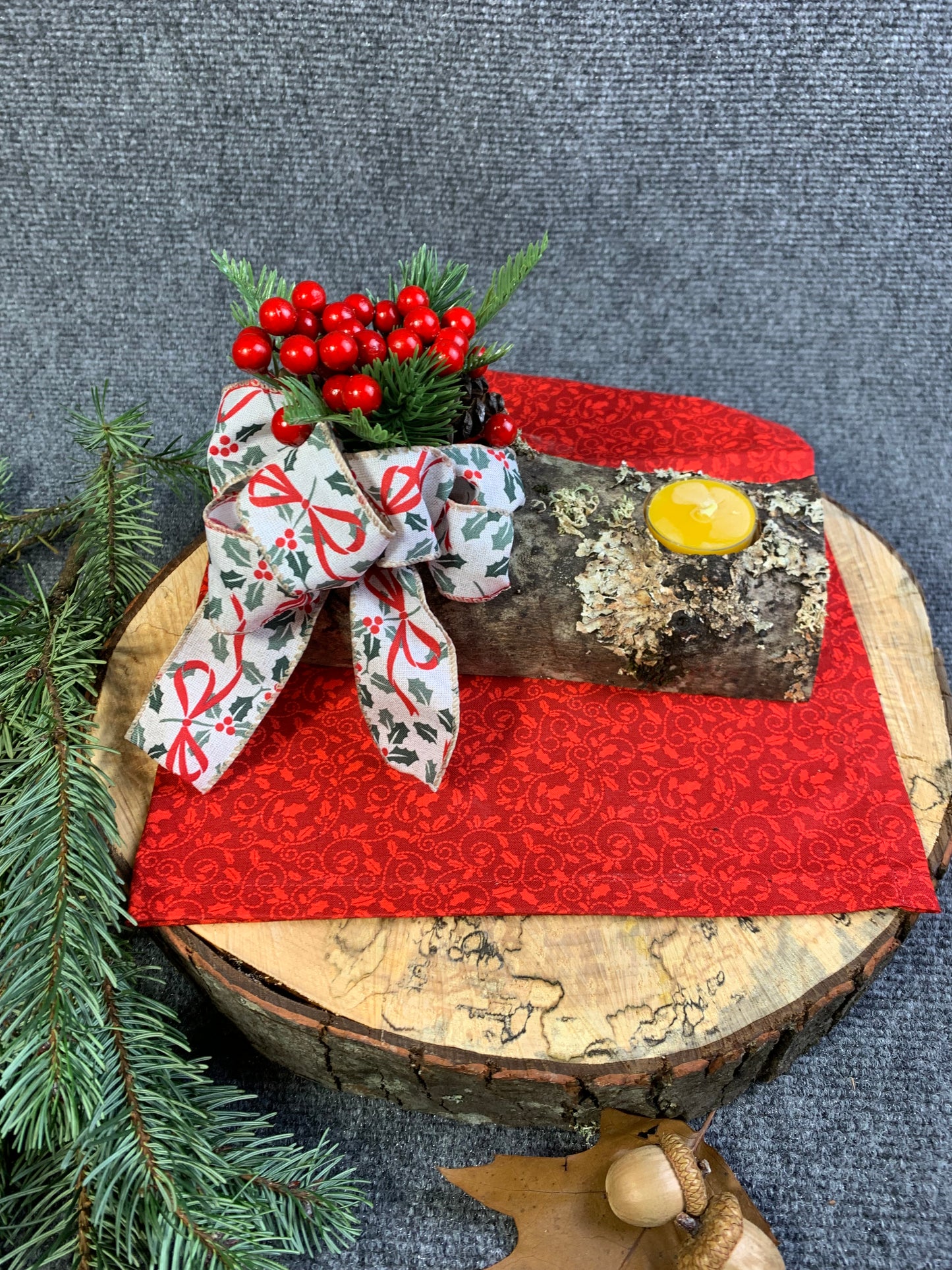 Yule Log Candle Holder