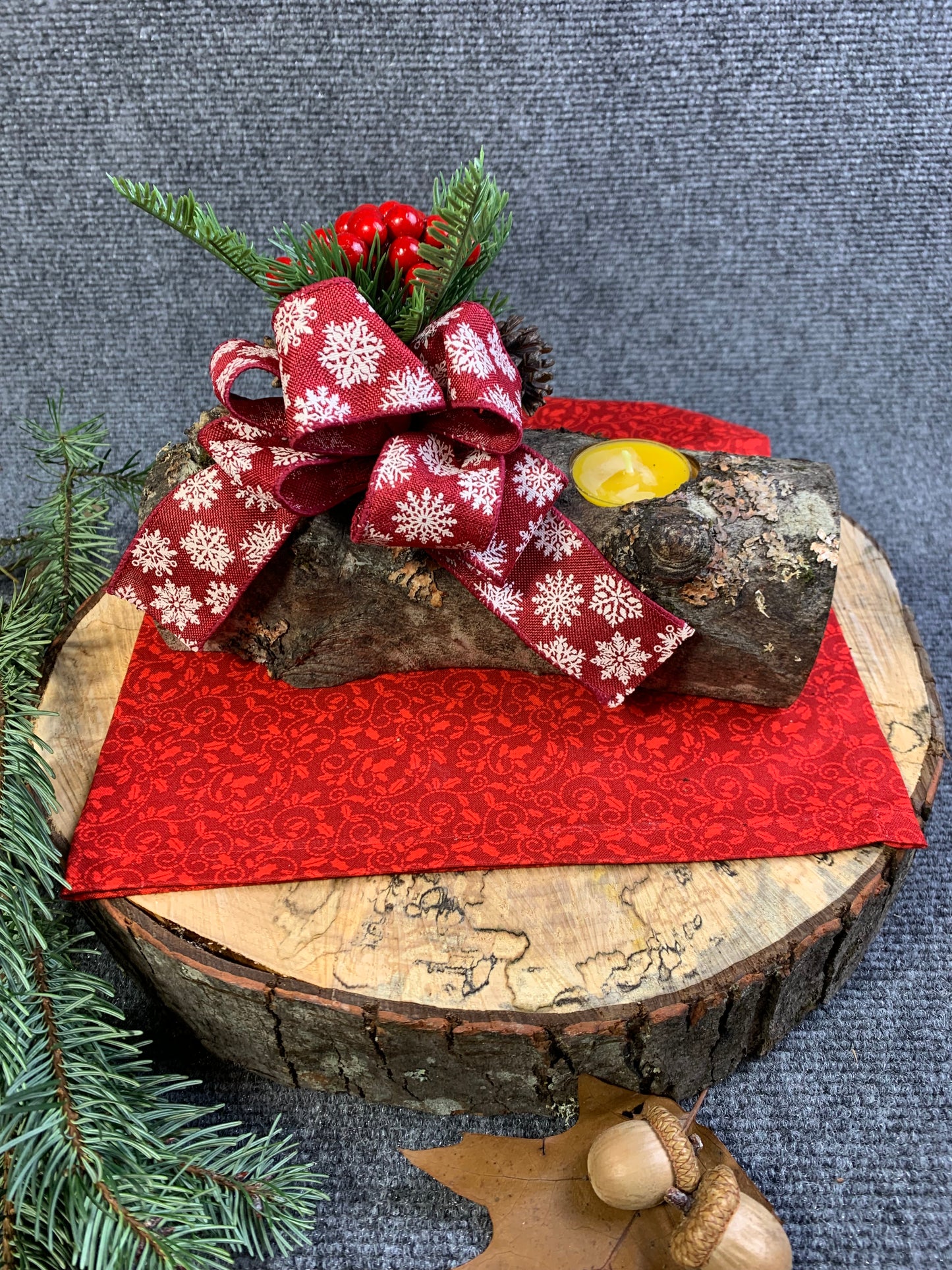 Yule Log Candle Holder