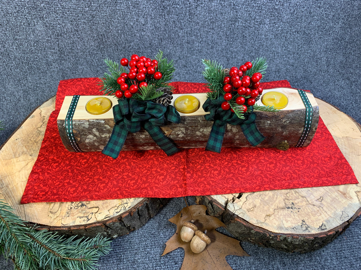 Yule Log Candle Holder