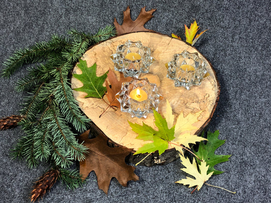 Glass Multi-faceted Star Tealight Holder