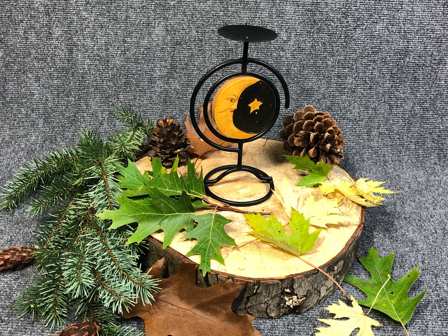 Sun and Moon Pillar Candle Holder