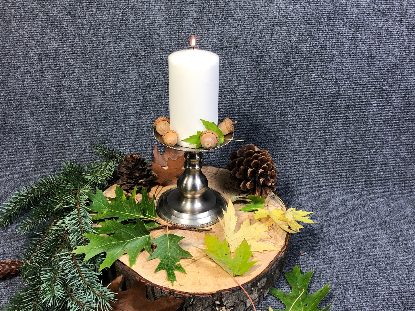 Silver Pillar Candle Holder