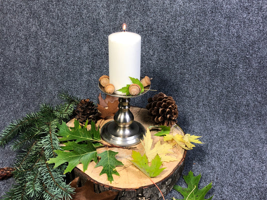 Silver Pillar Candle Holder
