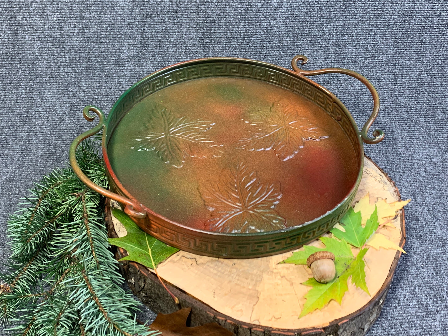 Autumn Leaves Metal Offering Tray